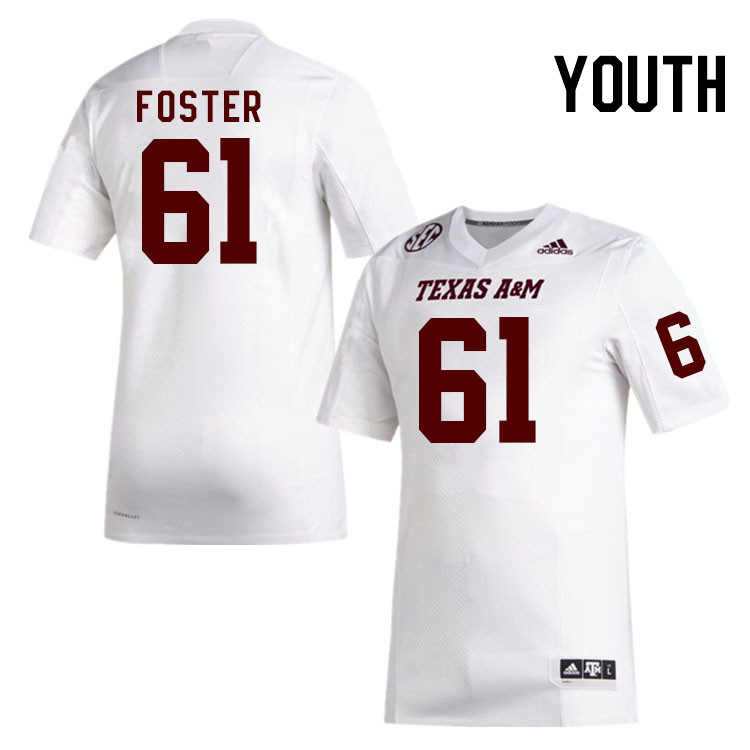 Youth #61 Bryce Foster Texas A&M Aggies College Football Jerseys Stitched Sale-White - Click Image to Close